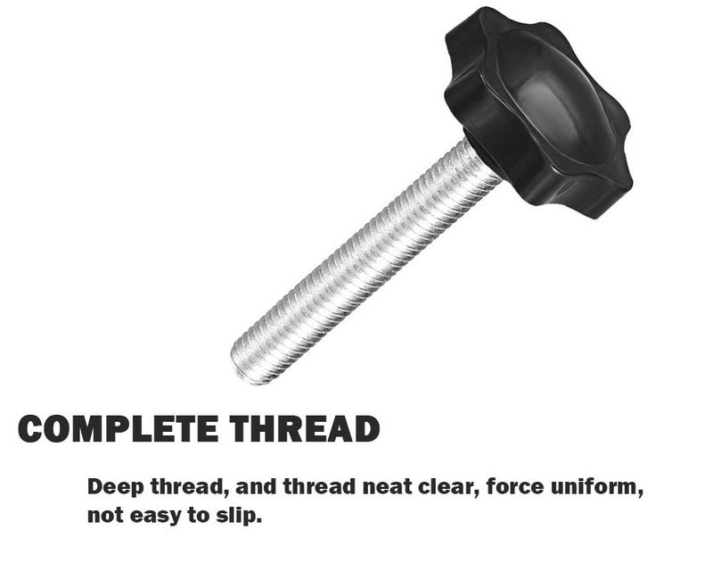 ZLYY Black M8 x 60mm Thread Replacement Star Hand Screw-on Knobs, Hex Quick Clamping Bolt Knob, Pack of 4 Set - Image 4